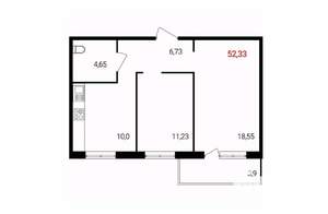 2-к квартира, вторичка, 52м2, 9/18 этаж