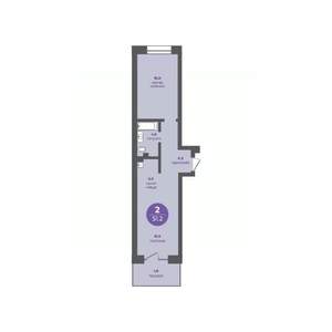 2-к квартира, вторичка, 51м2, 1/24 этаж