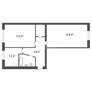 2-к квартира, вторичка, 46м2, 1/5 этаж