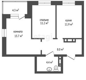 2-к квартира, вторичка, 53м2, 13/24 этаж