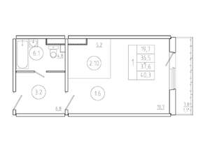 1-к квартира, строящийся дом, 38м2, 5/17 этаж