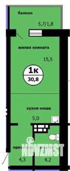 Студия квартира, строящийся дом, 31м2, 9/9 этаж