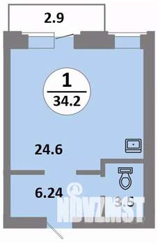 1-к квартира, строящийся дом, 34м2, 13/14 этаж