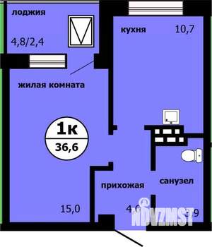 1-к квартира, строящийся дом, 36м2, 12/19 этаж
