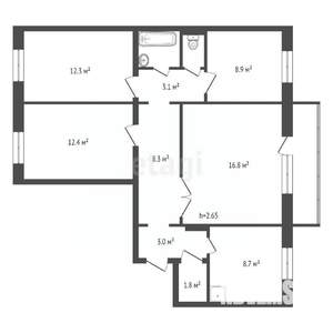4-к квартира, вторичка, 80м2, 5/5 этаж