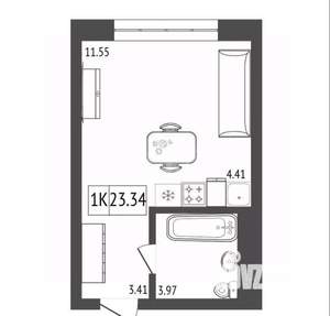 1-к квартира, вторичка, 23м2, 6/17 этаж