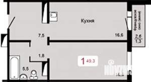 1-к квартира, вторичка, 49м2, 4/17 этаж