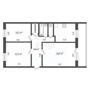 3-к квартира, вторичка, 61м2, 2/5 этаж