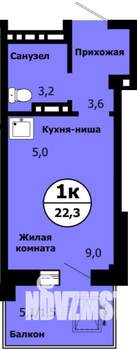Студия квартира, вторичка, 22м2, 8/19 этаж