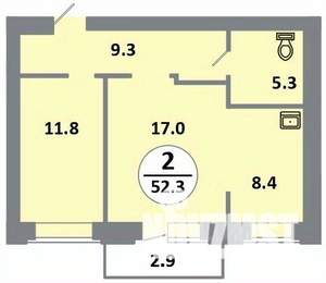 2-к квартира, вторичка, 52м2, 13/14 этаж