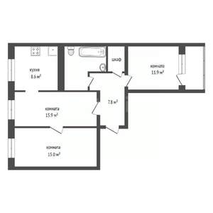 3-к квартира, вторичка, 65м2, 5/9 этаж