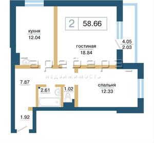 2-к квартира, вторичка, 59м2, 2/17 этаж