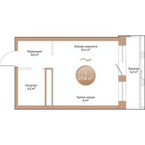 Студия квартира, вторичка, 28м2, 10/24 этаж
