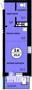 Студия квартира, сданный дом, 25м2, 3/9 этаж