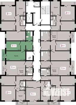 1-к квартира, строящийся дом, 44м2, 14/17 этаж