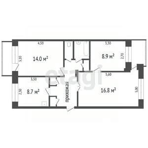 3-к квартира, вторичка, 61м2, 4/5 этаж
