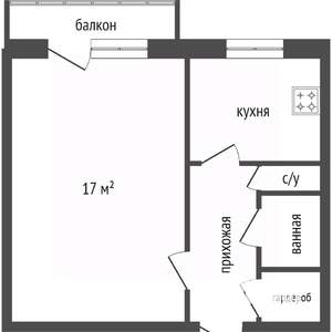 1-к квартира, вторичка, 31м2, 2/5 этаж