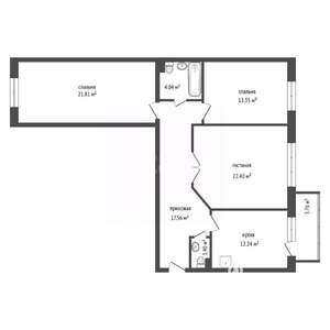 3-к квартира, вторичка, 93м2, 3/8 этаж