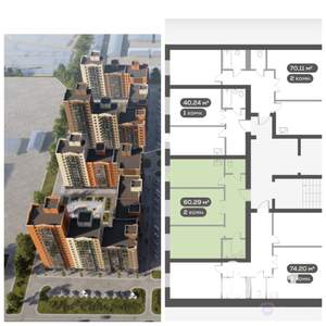 2-к квартира, вторичка, 61м2, 6/10 этаж