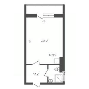 Студия квартира, вторичка, 33м2, 17/17 этаж