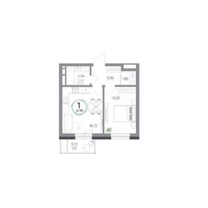 1-к квартира, вторичка, 42м2, 2/7 этаж