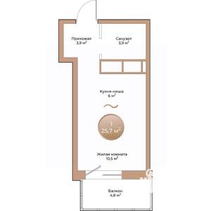 1-к квартира, вторичка, 26м2, 5/24 этаж