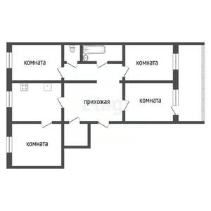 4-к квартира, вторичка, 76м2, 2/5 этаж