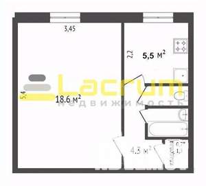 1-к квартира, вторичка, 33м2, 2/5 этаж
