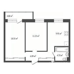 2-к квартира, вторичка, 53м2, 9/15 этаж