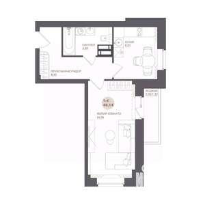 1-к квартира, вторичка, 40м2, 5/17 этаж