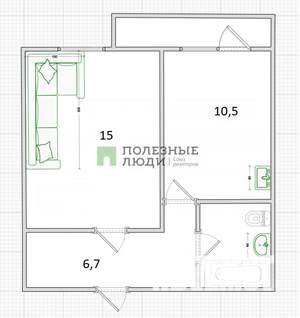 1-к квартира, вторичка, 36м2, 7/9 этаж