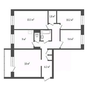 4-к квартира, вторичка, 81м2, 3/9 этаж