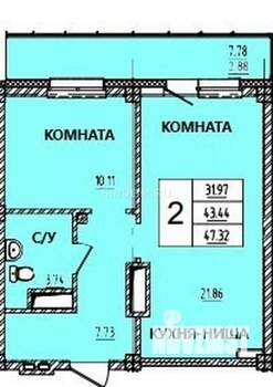 2-к квартира, вторичка, 47м2, 10/15 этаж