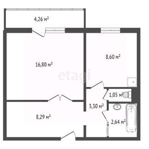 1-к квартира, вторичка, 39м2, 8/15 этаж