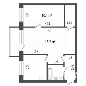 2-к квартира, вторичка, 43м2, 3/5 этаж