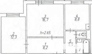 2-к квартира, вторичка, 52м2, 16/17 этаж