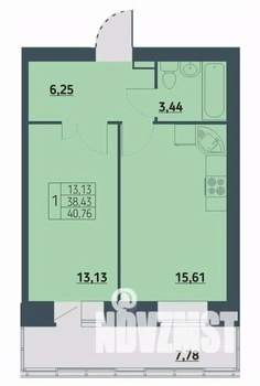 1-к квартира, вторичка, 41м2, 6/9 этаж