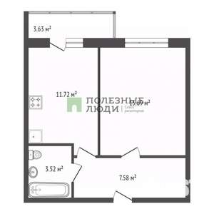 1-к квартира, вторичка, 39м2, 3/9 этаж
