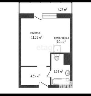Студия квартира, вторичка, 24м2, 3/19 этаж