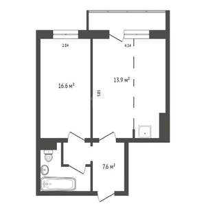 2-к квартира, вторичка, 55м2, 8/18 этаж