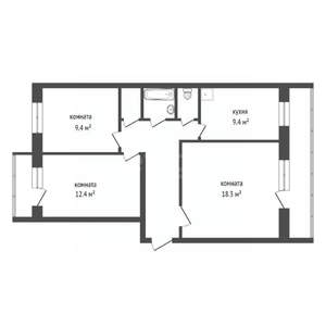 3-к квартира, вторичка, 68м2, 8/9 этаж