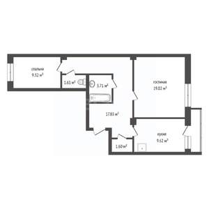 2-к квартира, вторичка, 64м2, 12/16 этаж