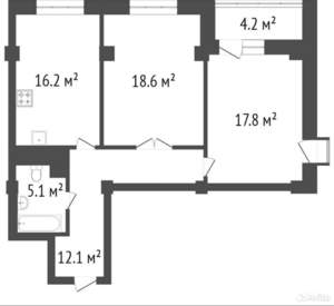 2-к квартира, вторичка, 71м2, 11/17 этаж