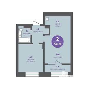 2-к квартира, вторичка, 51м2, 4/24 этаж