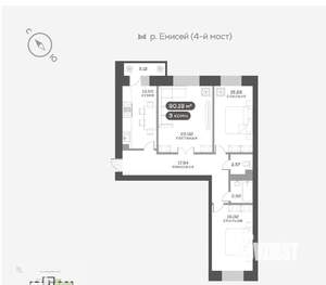 3-к квартира, вторичка, 90м2, 9/9 этаж