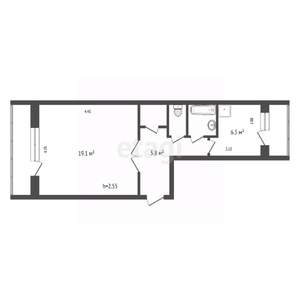 1-к квартира, вторичка, 40м2, 4/9 этаж