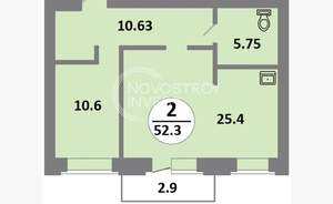 2-к квартира, вторичка, 52м2, 9/14 этаж