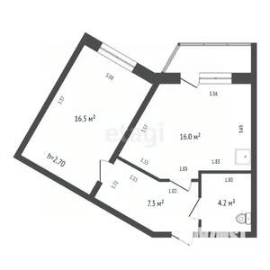 2-к квартира, вторичка, 44м2, 2/14 этаж