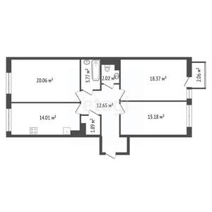 3-к квартира, вторичка, 88м2, 18/25 этаж