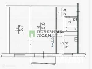 2-к квартира, вторичка, 44м2, 4/5 этаж